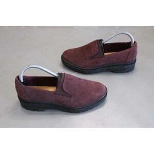 Clarks Calla Rae Loafers Womens 7.5 Wide Burgundy Suede Slip On Comfort Lug Sole